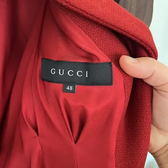 Gucci | red wool belted coat in red | Size XL - Picture 16 of 16